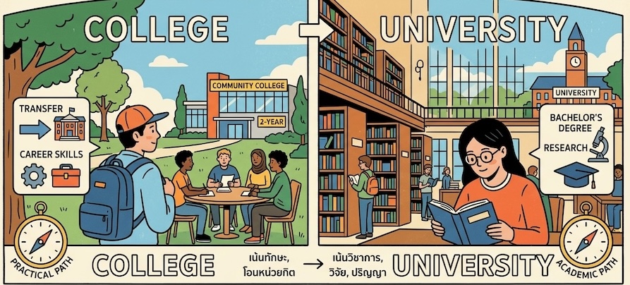 เรียน College หรือ University ในแคนาดาดี? เลือกยังไงให้ตรงเป้าหมาย มหาวิทยาลัย ภาษาอังกฤษ
